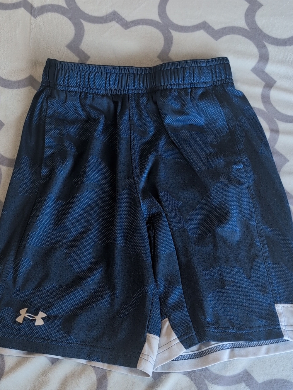 Under Armour Boy's Dark Navy Camo Athletic Mesh Shorts